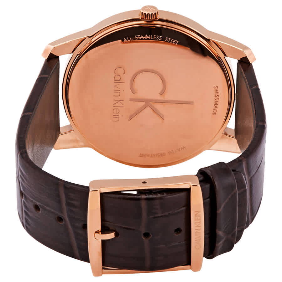 Calvin Klein City White Dial Brown Leather Strap Watch for Men - K2G21629