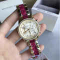 Michael Kors Ritz Chronograph Gold Dial Two Tone Steel Strap Watch For Women - MK6517