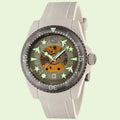 Gucci Dive Automatic Transparent Dial White Rubber Strap Watch For Men - YA136343