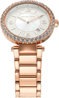 Michael Kors Parker Three-Hand Mother of Pearl White Dial Rose Gold Steel Strap Watch For Women - MK4695