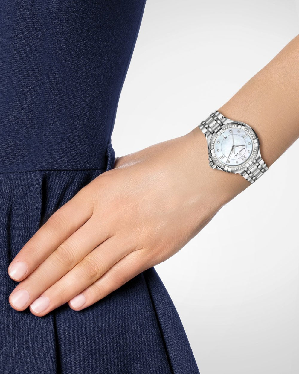 Maurice Lacroix Aikon White Mother of Pearl Dial Silver Steel Strap Watch for Women - A11006-SD502-170-1