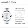 Movado Bold Silver Dial Silver Steel Strap Watch For Women - 3600084
