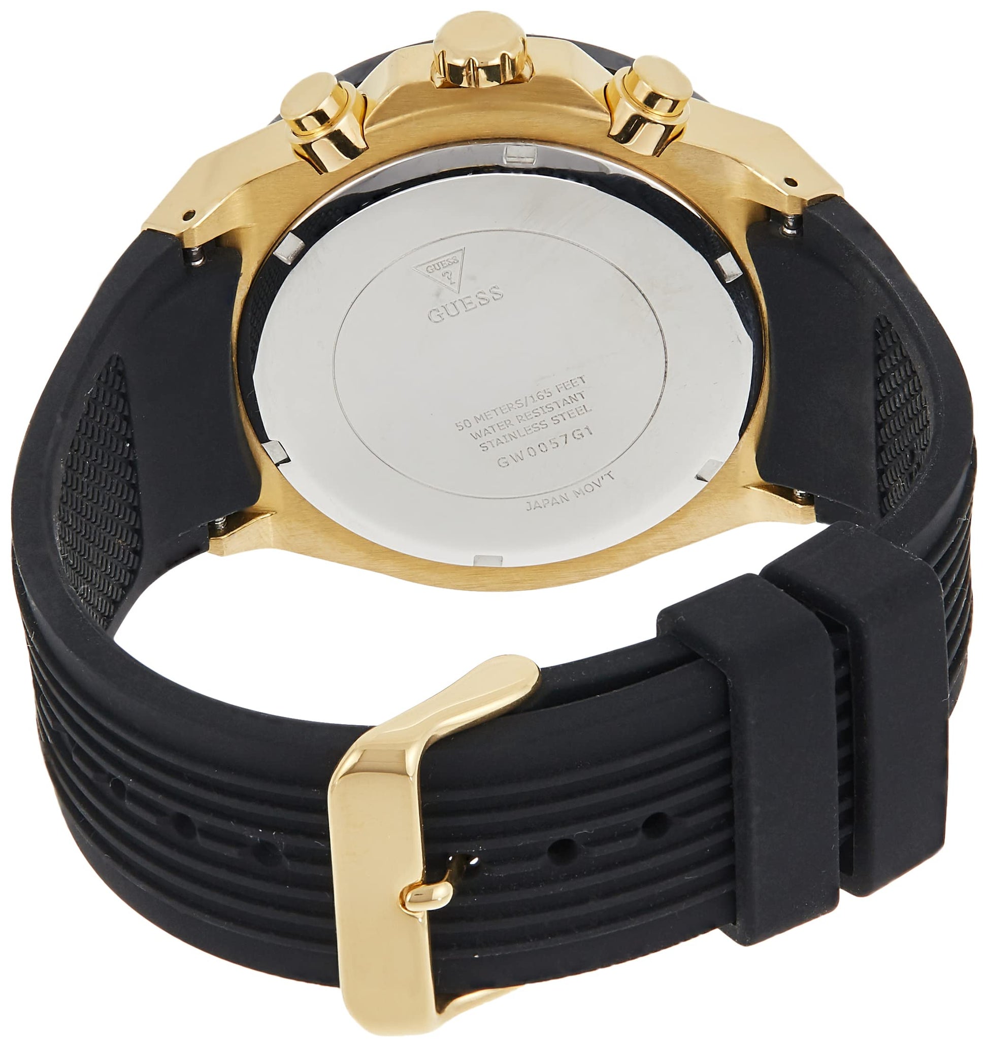 Guess Poseidon Chronograph Black Dial Black Rubber Strap Watch for Men - GW0057G1