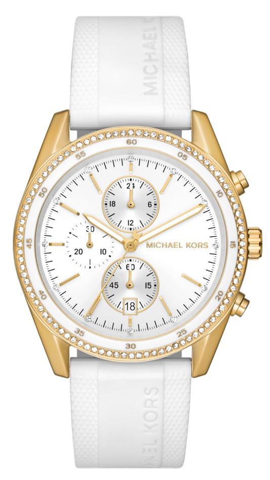 Michael Kors Hadyn Chronograph White Dial White Rubber Strap Watch for Women - MK7484