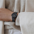 Daniel Wellington Iconic Link Ceramic Black Dial Black Steel Strap Watch For Women - DW00100415