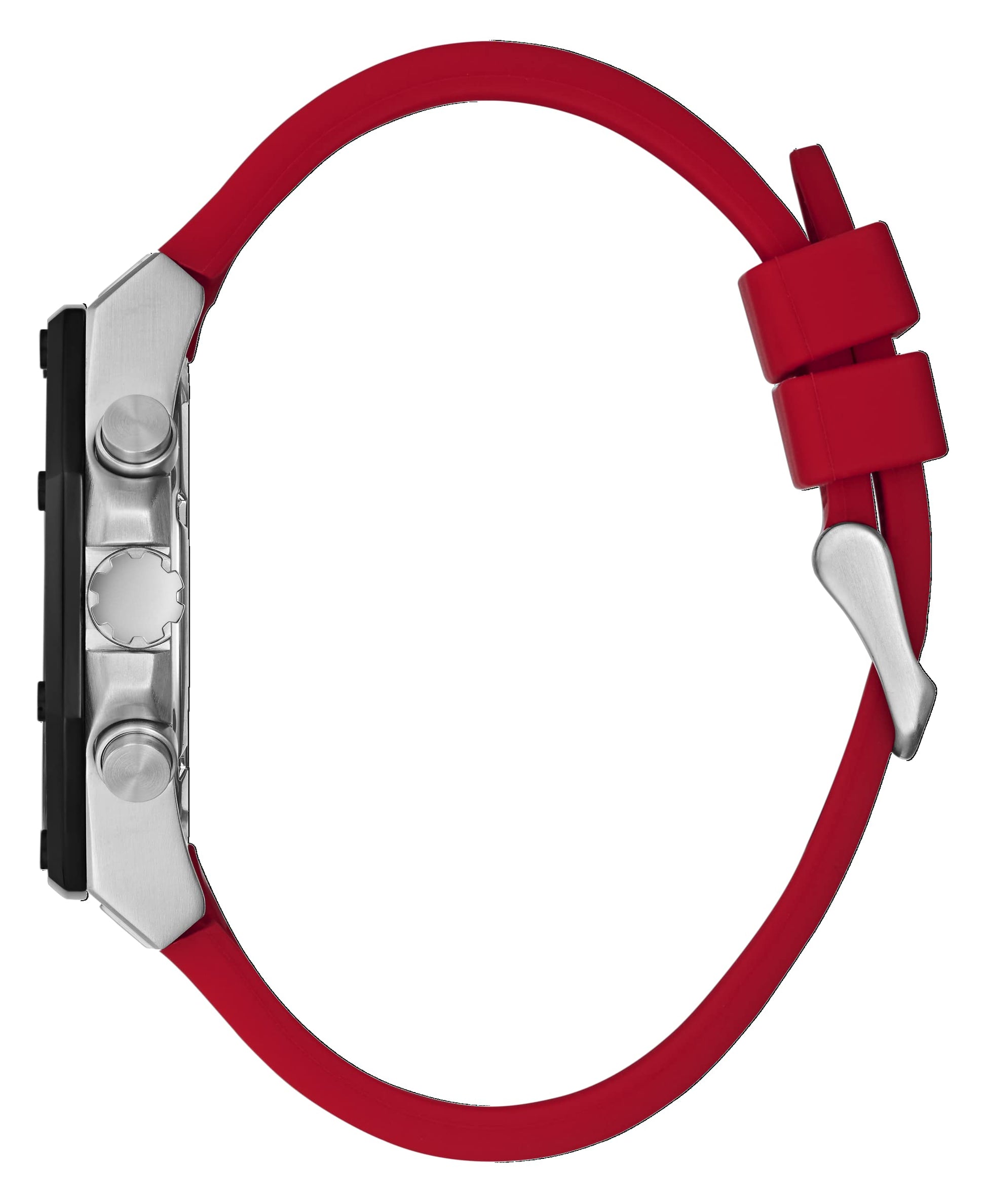 Guess Momentum Black Dial Red Rubber Strap Watch for Men - GW0263G3
