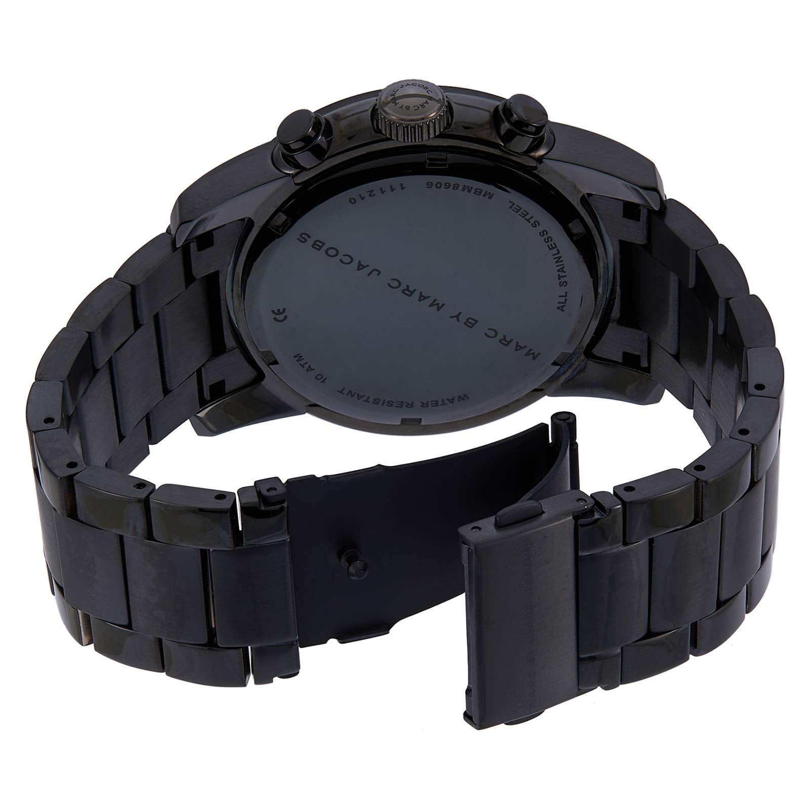 Marc Jacobs Larry Chronograph Black Dial Black Steel Strap Watch for Men - MBM8606