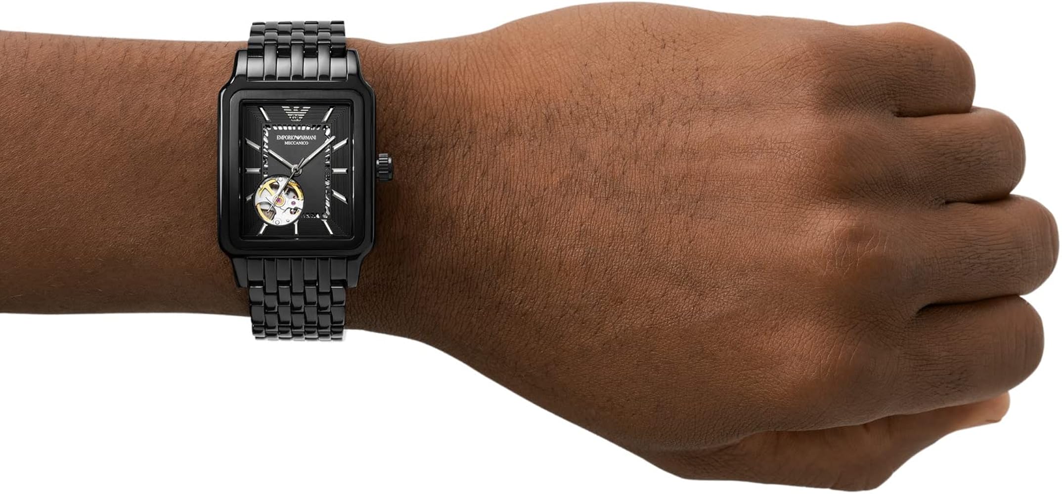 Emporio Armani Meccanico Black Dial Black Steel Strap Watch For Men - AR60058