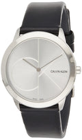 Calvin Klein Minimal Silver Dial Black Leather Strap Watch for Men - K3M221CY