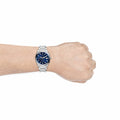 Fossil Everett Chronograph Blue Dial Silver Steel Strap Watch for Men - FS5795