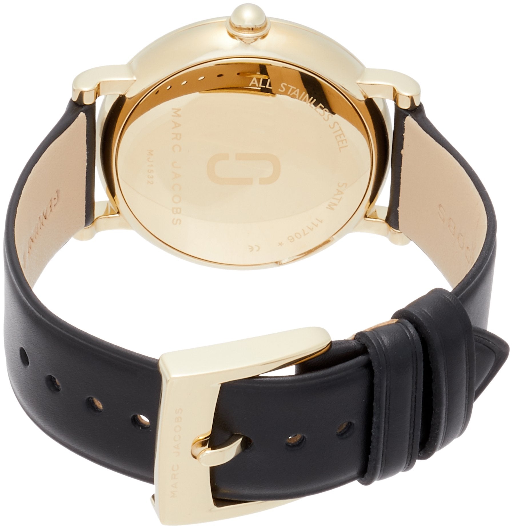 Marc Jacobs Roxy White Dial Black Leather Strap Watch for Women - MJ1532
