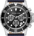 Michael Kors Everest Chronograph Black Dial Blue Leather Strap Watch For Men - MK9091