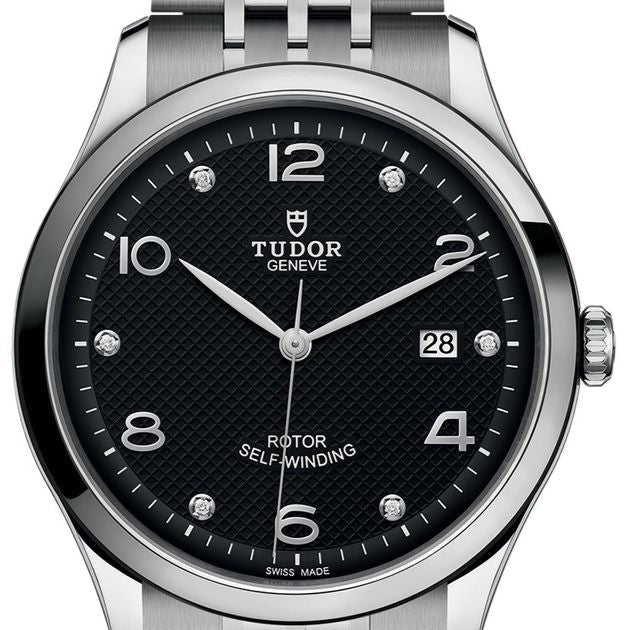 Tudor 1926 Automatic Diamonds Black Dial Silver Steel Strap Watch for Men - M91650-0004
