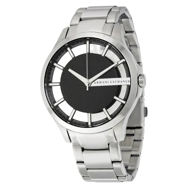 Armani Exchange Hampton Chronograph Black Dial Silver Steel Strap Watch For Men - AX2179