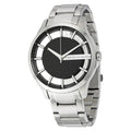Armani Exchange Hampton Chronograph Black Dial Silver Steel Strap Watch For Men - AX2179
