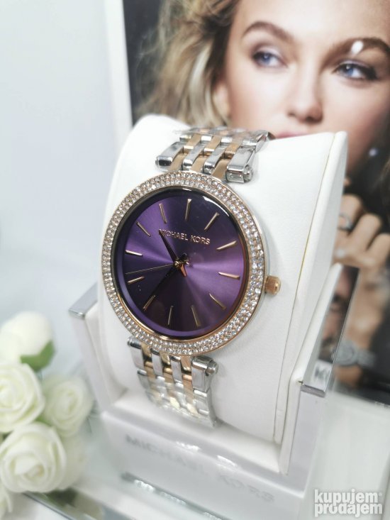 Michael Kors Darci Purple Dial Two Tone Steel Strap Watch for Women - MK3353