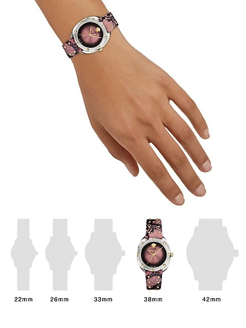 Versace Shadov Pink Dial Pink Leather Strap Watch for Women - VEBM00818