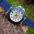 Guess Force White Dial Blue Rubber Strap Watch For Men - W0674G4