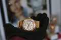Guess Limelight Quartz Silver Dial Golden Leather Strap Watch For Women - W0775L2