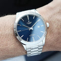 Tudor Style Automatic Blue Dial Silver Steel Strap Watch for Men - M12710-0013