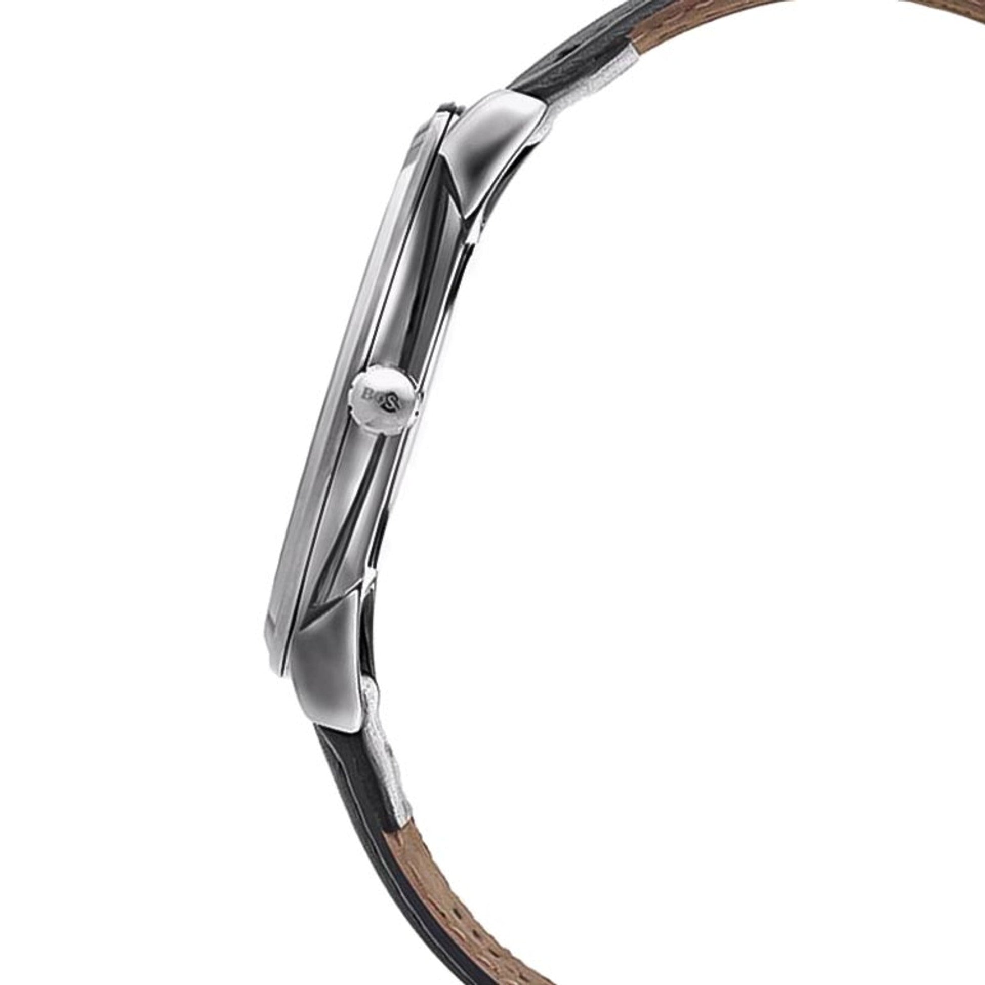 Hugo Boss Horizon Blue Dial Grey Leather Strap Watch for Men - 1513539