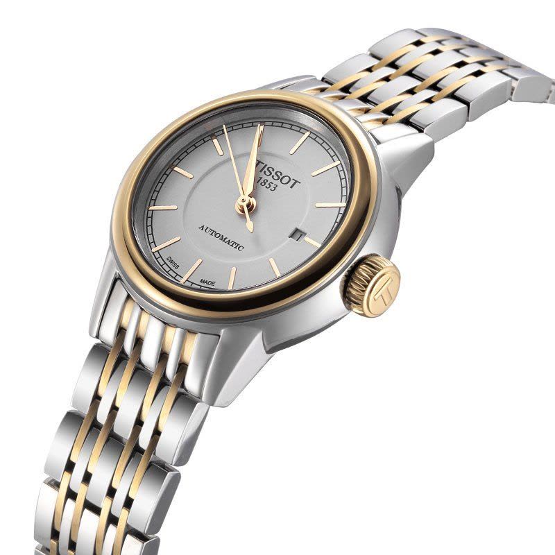 Tissot Carson Automatic Silver Dial Two Tone Steel Strap Watch For Women - T085.207.22.011.00