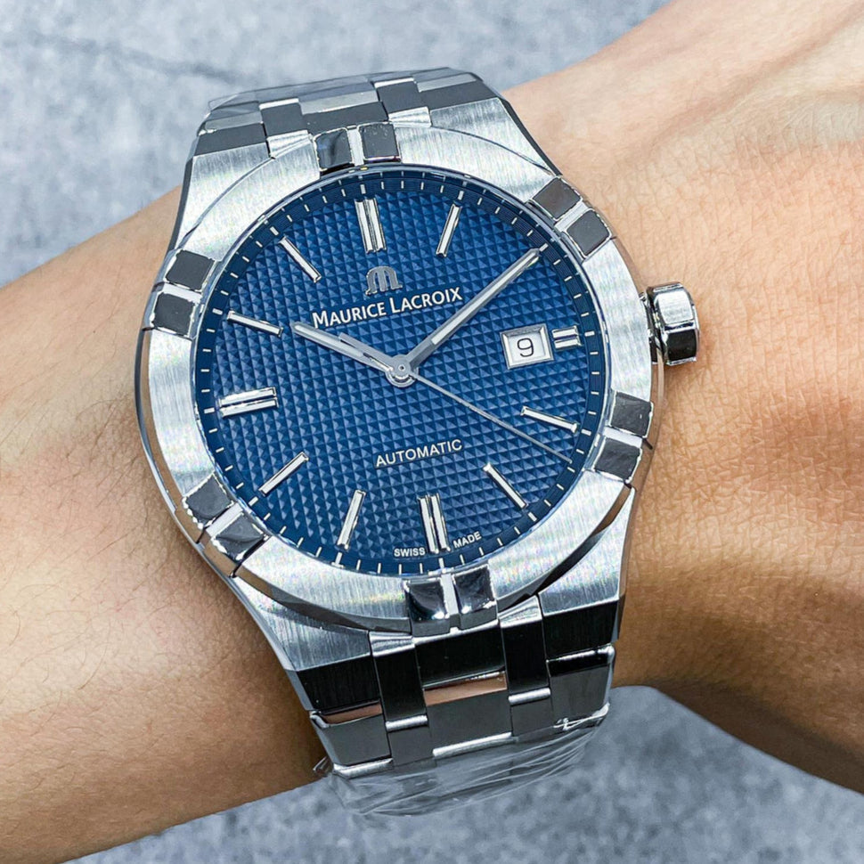 Maurice Lacroix Aikon Automatic Blue Dial Silver Steel Strap Watch For Men - AI6008-SS002-430-1