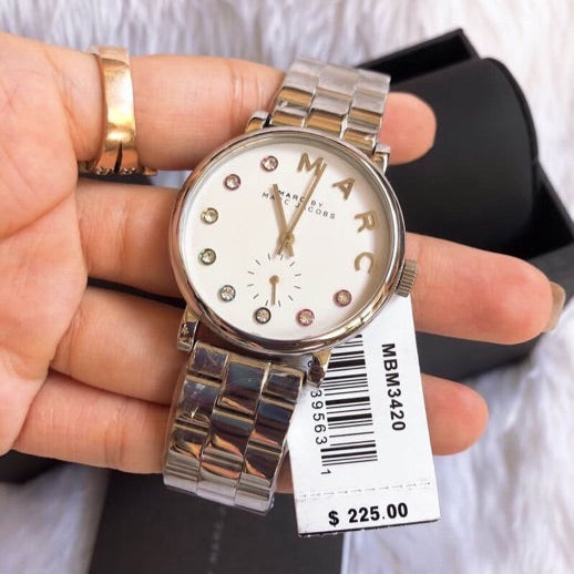 Marc Jacobs Marc White Dial Silver Steel Strap Watch for Women - MBM3420