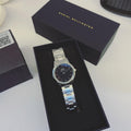 Daniel Wellington Iconic Link Black Dial Silver Steel Strap Watch For Women - DW00100208