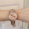 Michael Kors Ritz Chronograph Rose Gold Dial Rose Gold Steel Strap Watch For Women - MK6598