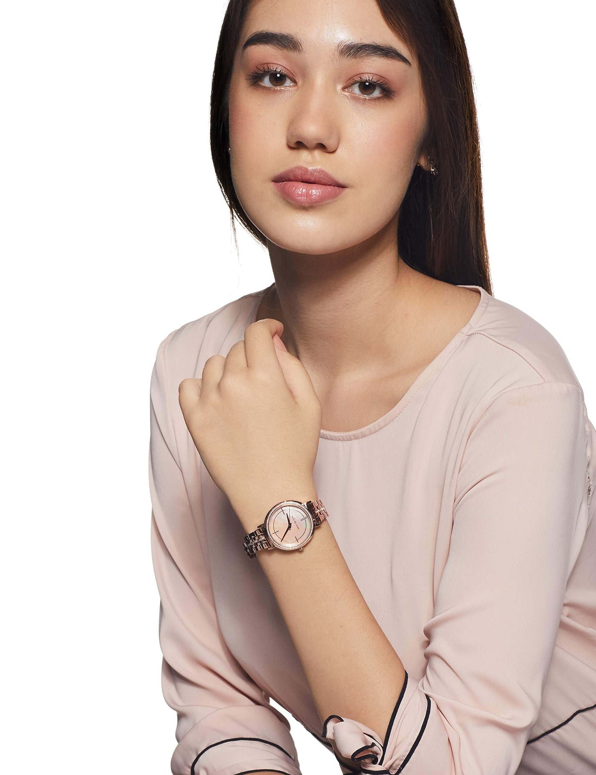 Michael Kors Cinthia Mother of Pearl Rose Gold Dial Rose Gold Steel Strap Watch for Women - MK3643