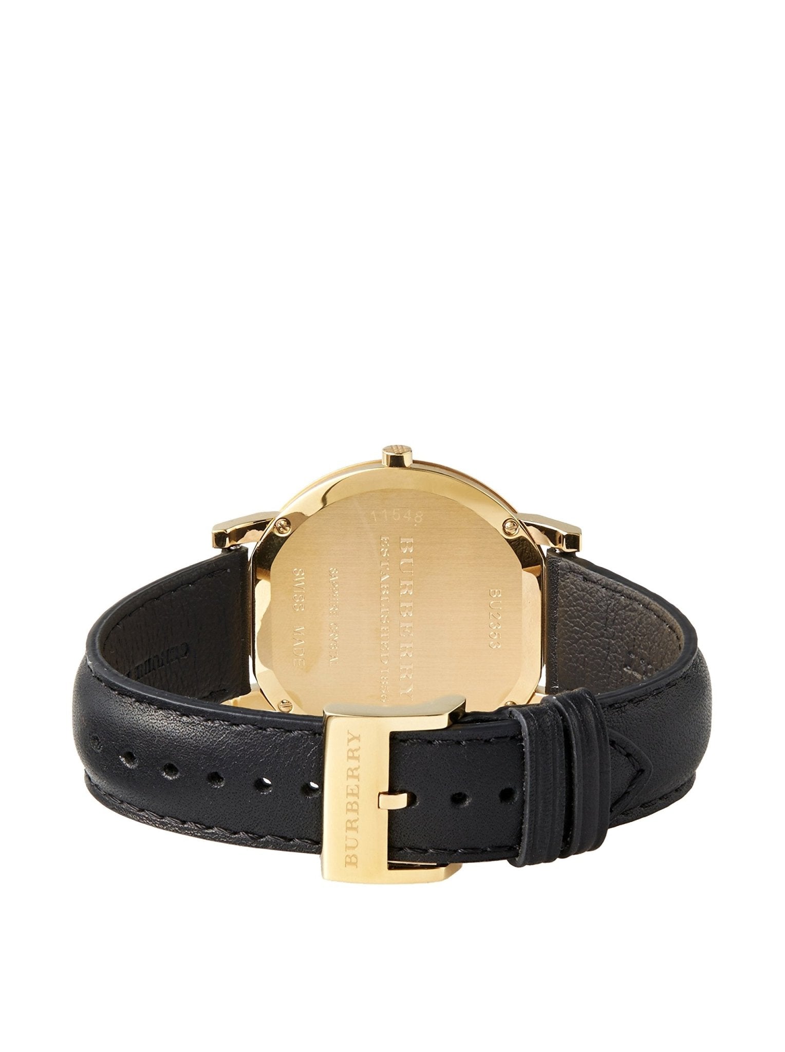 Burberry The City Gold Dial Black Leather Strap Watch for Men - BU2353