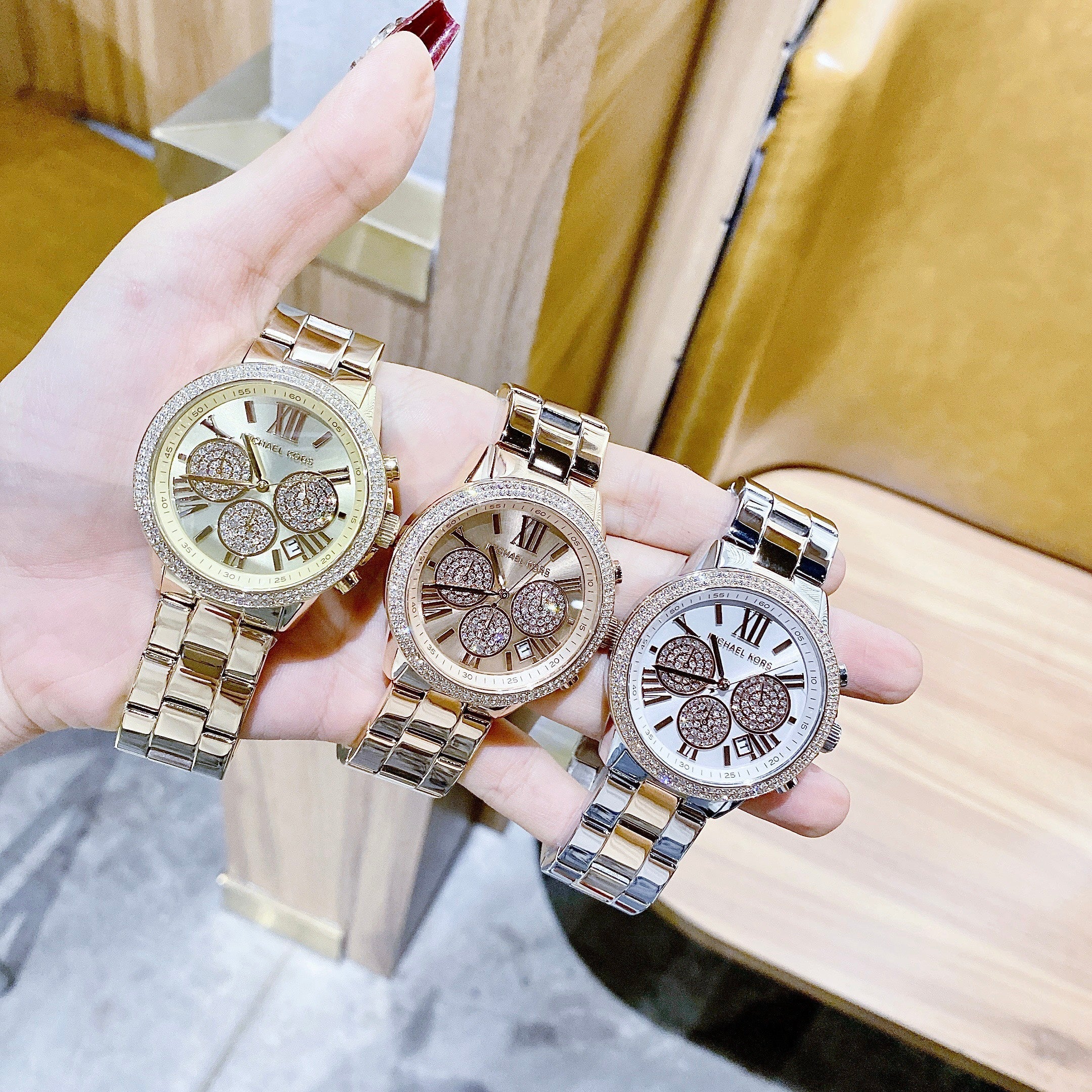 Michael Kors Bryn Chronograph Rose Gold Dial Rose Gold Steel Strap Watch For Women - MK7200