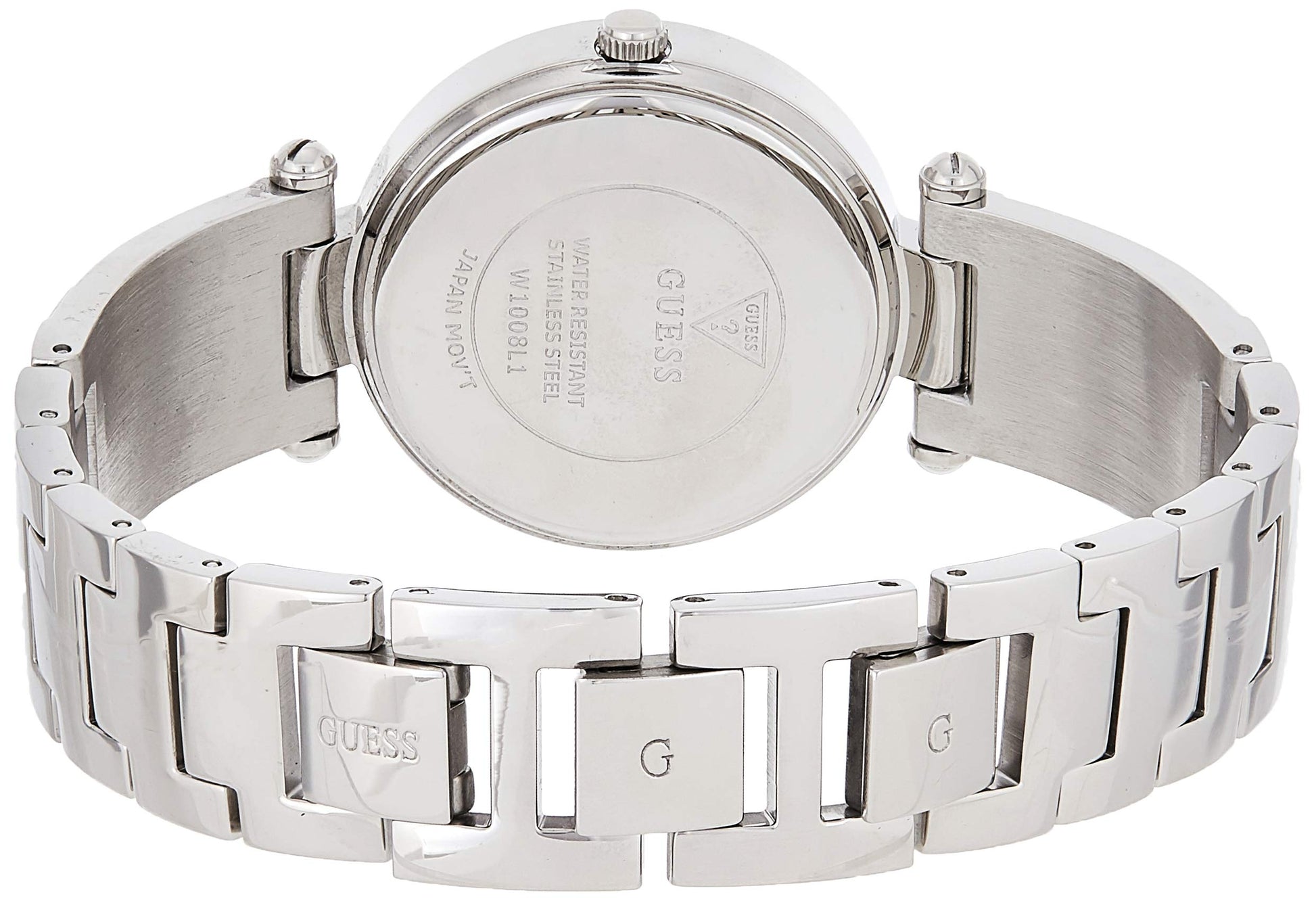 Guess Muse Quartz White Dial Silver Steel Strap Watch For Women - W1008l1