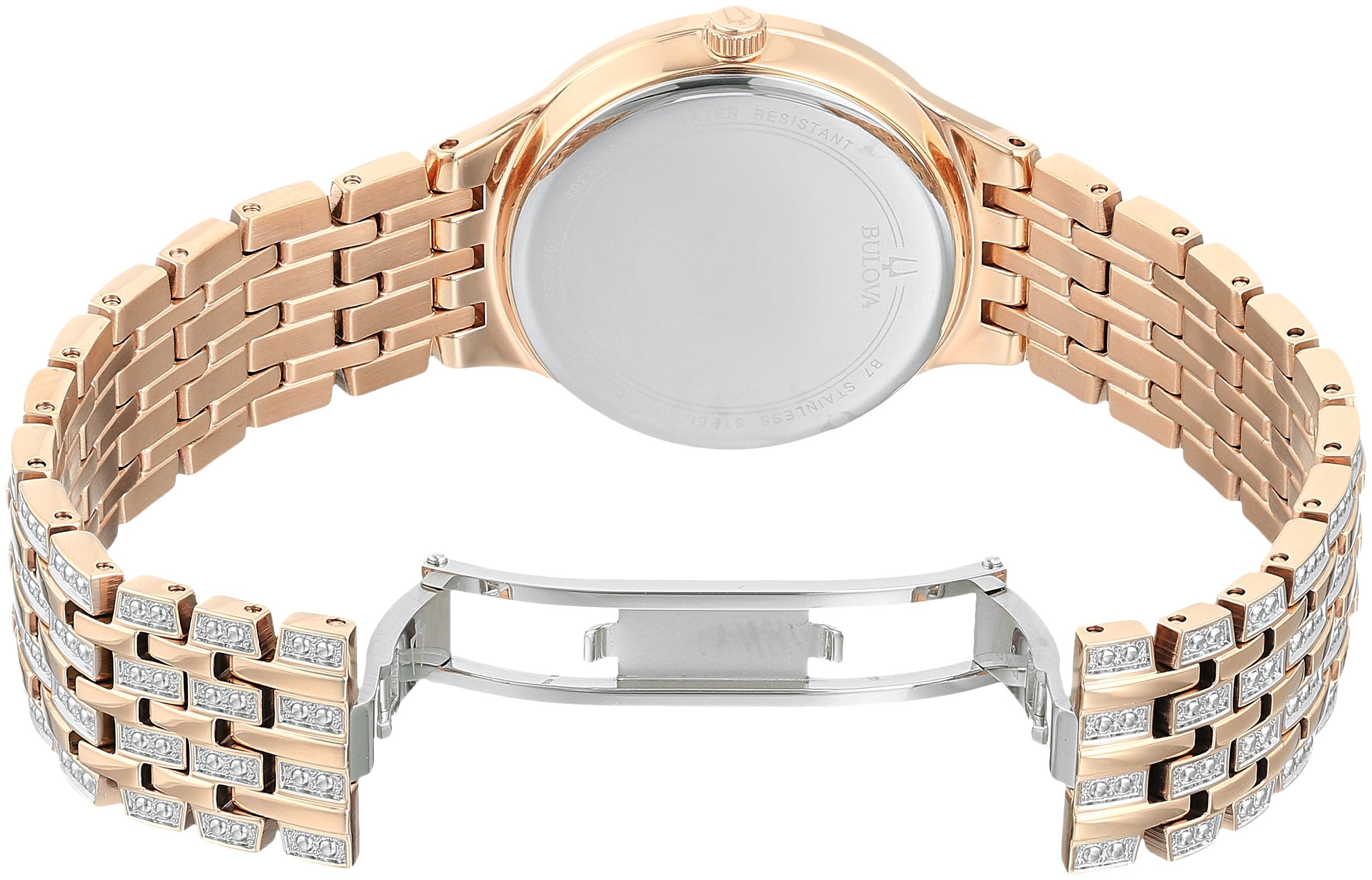Bulova Crystal Collection Silver Crystals Dial Two Tone Steel Strap Watch for Women - 98L235