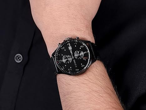 Tommy Hilfiger West Chronograph Black Dial Black Leather Strap Watch For Men - 1791711