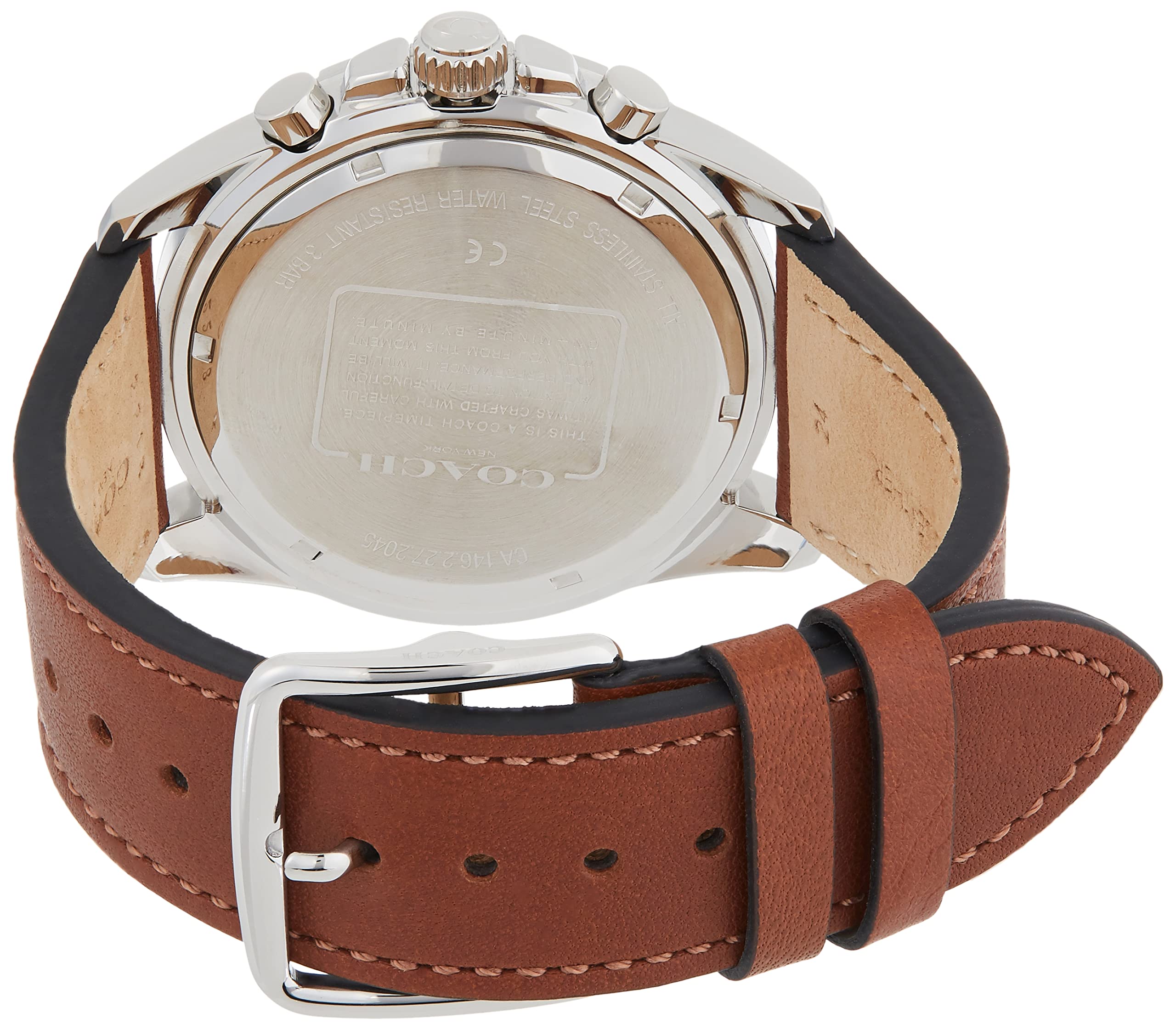 Coach Kent Chronograph Blue Dial Brown Leather Strap Watch for Men - 14602560