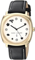 Marc Jacobs Mandy White Dial Black Leather Strap Watch for Women - MJ1564