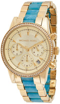 Michael Kors Ritz Gold Dial Two Tone Steel Strap Watch for Women - MK6328