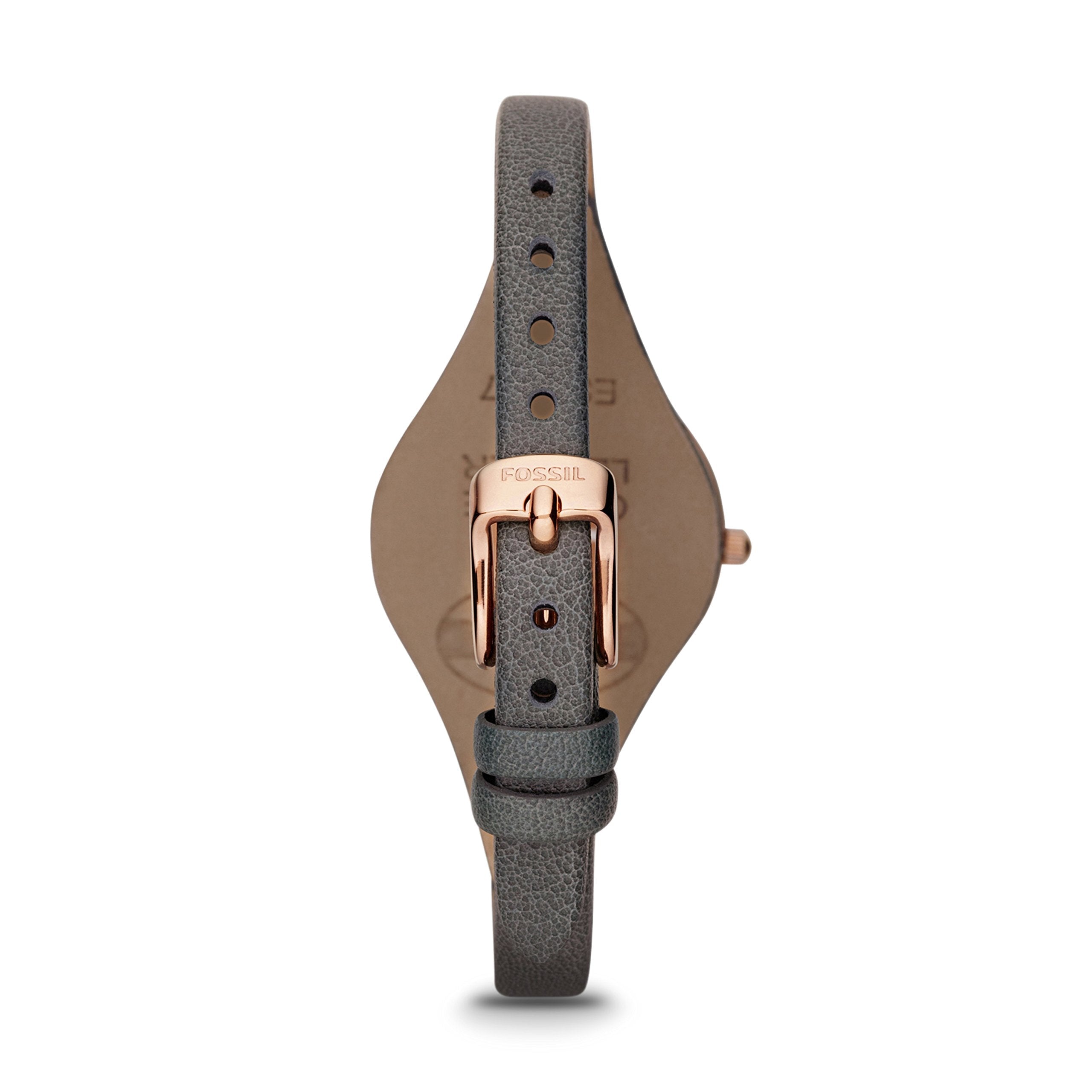 Fossil Georgia Smoke Grey Dial Grey Leather Strap Watch for Women - ES3077