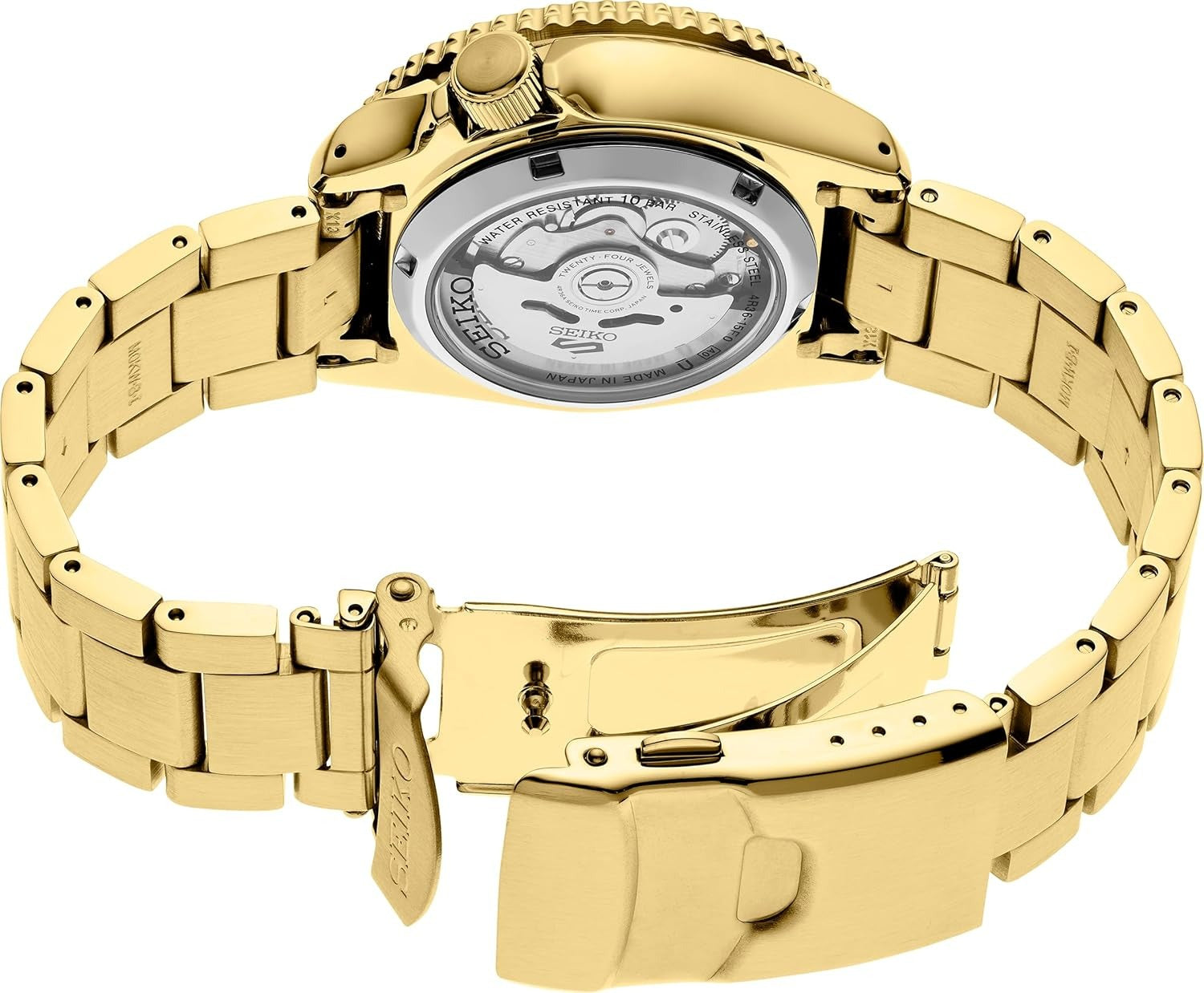 Seiko 5 Sports US Special Edition Automatic Blue Dial Gold Steel Strap Watch For Men - SRPK20
