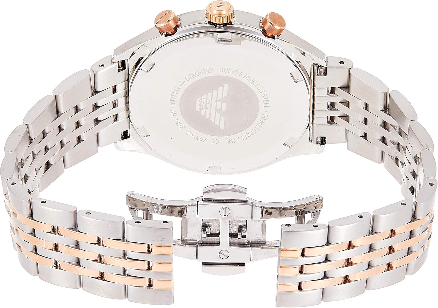 Emporio Armani Zeta Chronograph Quartz White Dial Two Tone Steel Strap Watch For Men - AR1998