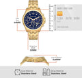 Michael Kors Pilot Quartz Blue Dial Gold Steel Strap Watch For Men - MK9125