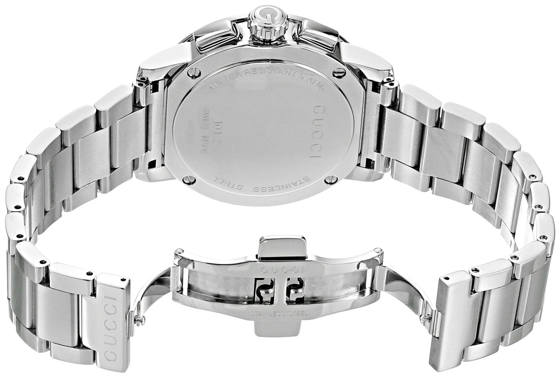 Gucci G Chrono Black Dial Silver Steel Strap Watch For Men - YA101204