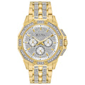 Bulova Crystal Collection Octova White Dial Gold Steel Strap Watch for Men - 98C126