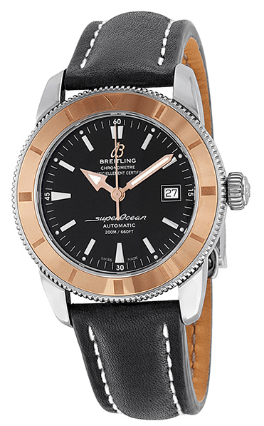 Breitling Superocean Heritage 42mm Black Dial Black Leather Men's Watch - U1732112-B