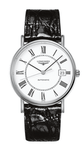 Longines Presence 38.5mm Automatic White Dial Black Leather Strap Watch for Men - L4.921.4.11.2
