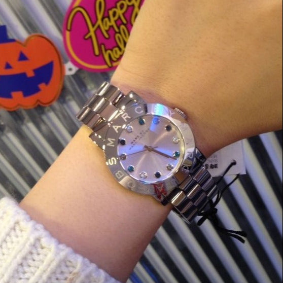 Marc Jacobs Amy White Dial Silver Steel Strap Watch for Women - MBM3140