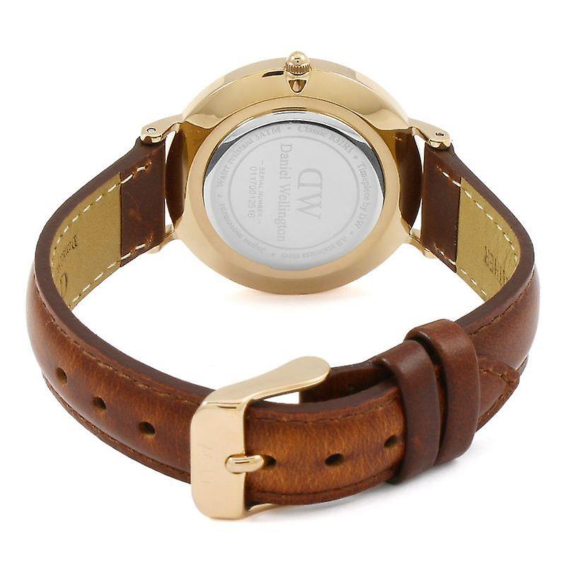 Daniel Wellington Petite St Mawes Black Dial Brown Leather Strap Watch For Women - DW00100169