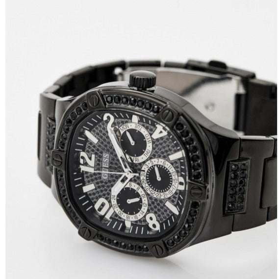 Guess Duke Glitz Crystals Black Dial Black Steel Strap Watch For Men - GW0576G3